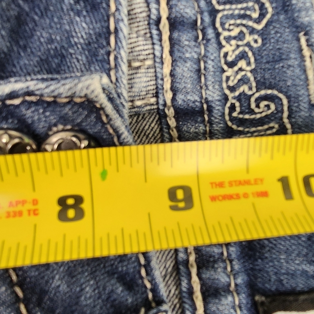 Miss Me Medium Wash Boot Cut Denim Jeans Black lace And Jewel Embellishments - Picture 13 of 13